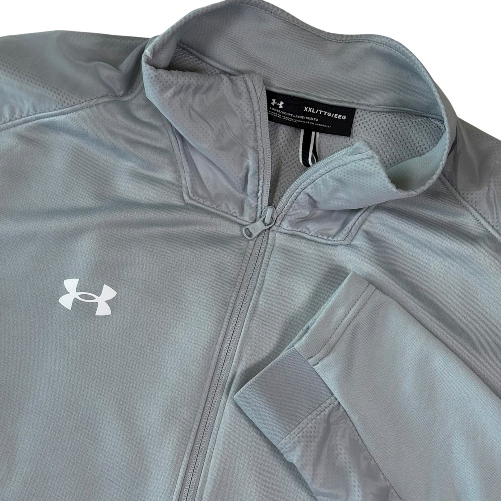 Under Armor Challenger Track Jacket Men's XXL Grey Full Zip Loose Fit Athletic